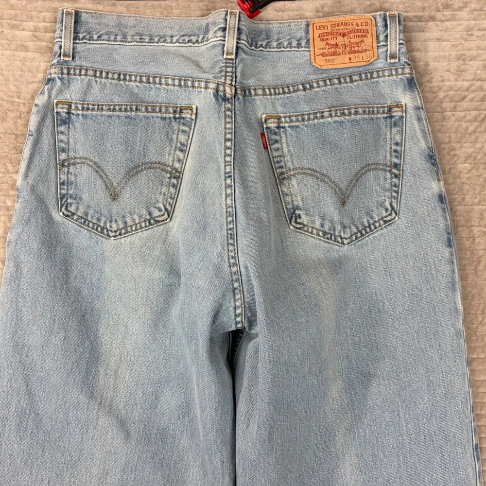 Levis 560 Comfort Fit Jeans 34x34 Light Wash‎ Blue Denim Tapered Leg 005604891